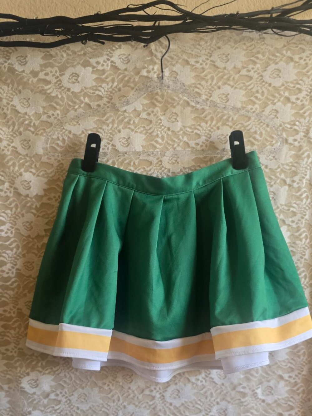 Green, Yellow and White Cheer Skirt - Size Large Cheer Skirt - Cosplay